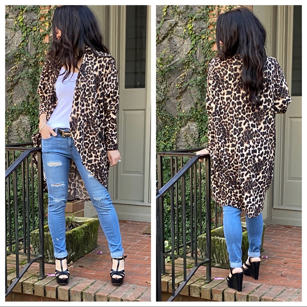 ✨ONE HOUR SALE✨Open draped Leopard open Cardigan - Picture 7 of 8